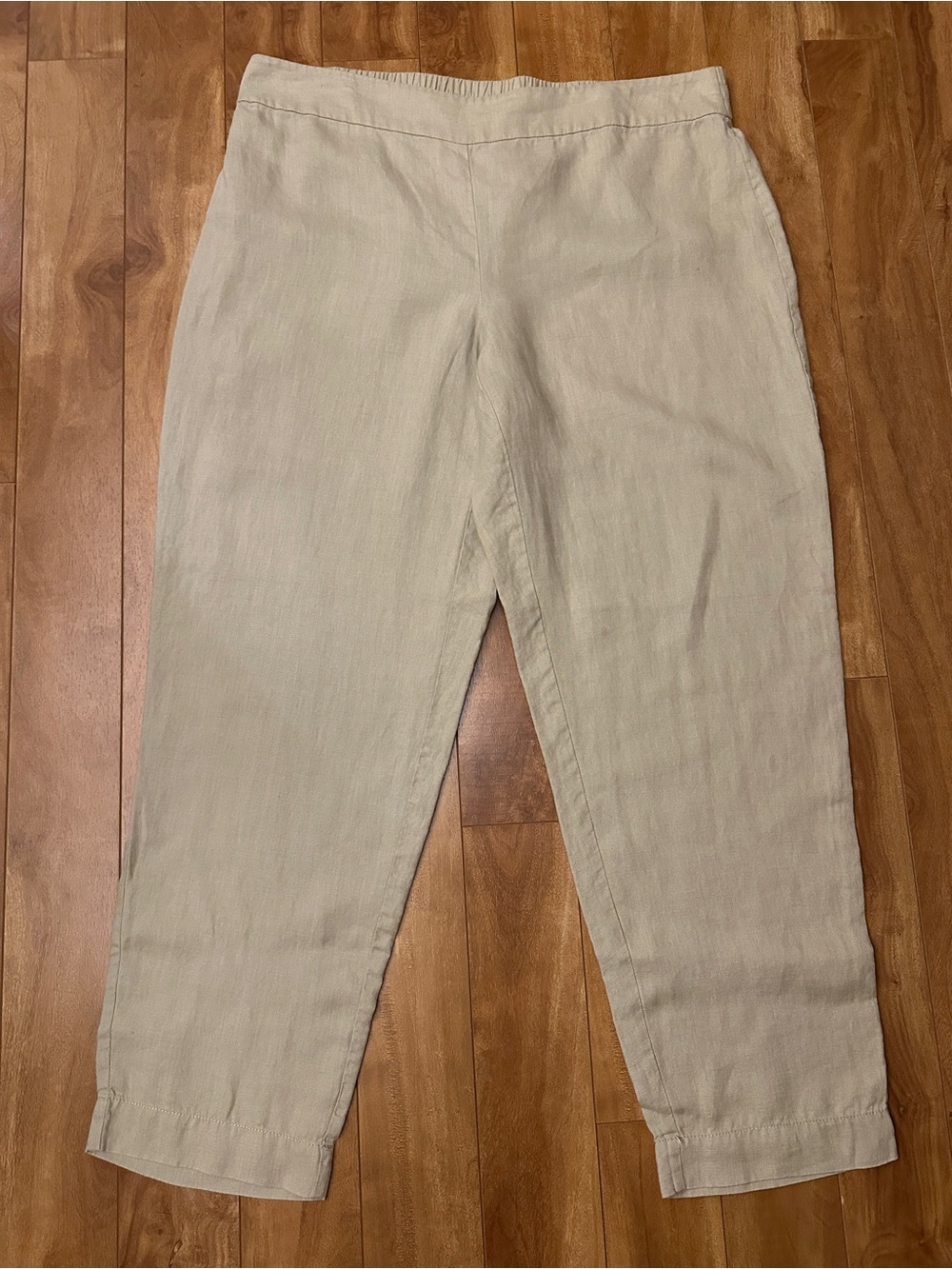 Eileen Fisher Light Beige Linen-Blend Chinos